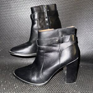 Madewell The Sammie Leather Ankle Boots Black High Heeled Booties Women's Size 9